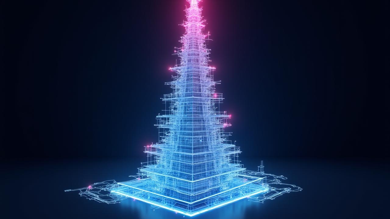 精密な建築設計図の抽象表現